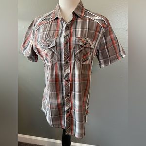 Helix men’s Western shirt pearl snap buttons size M‎